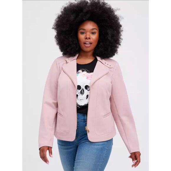 Torrid Studio Ponte Zip-Front Jacket, Pale Mauve, Torrid Size 4, US Size 26 (4X) - Picture 8 of 8